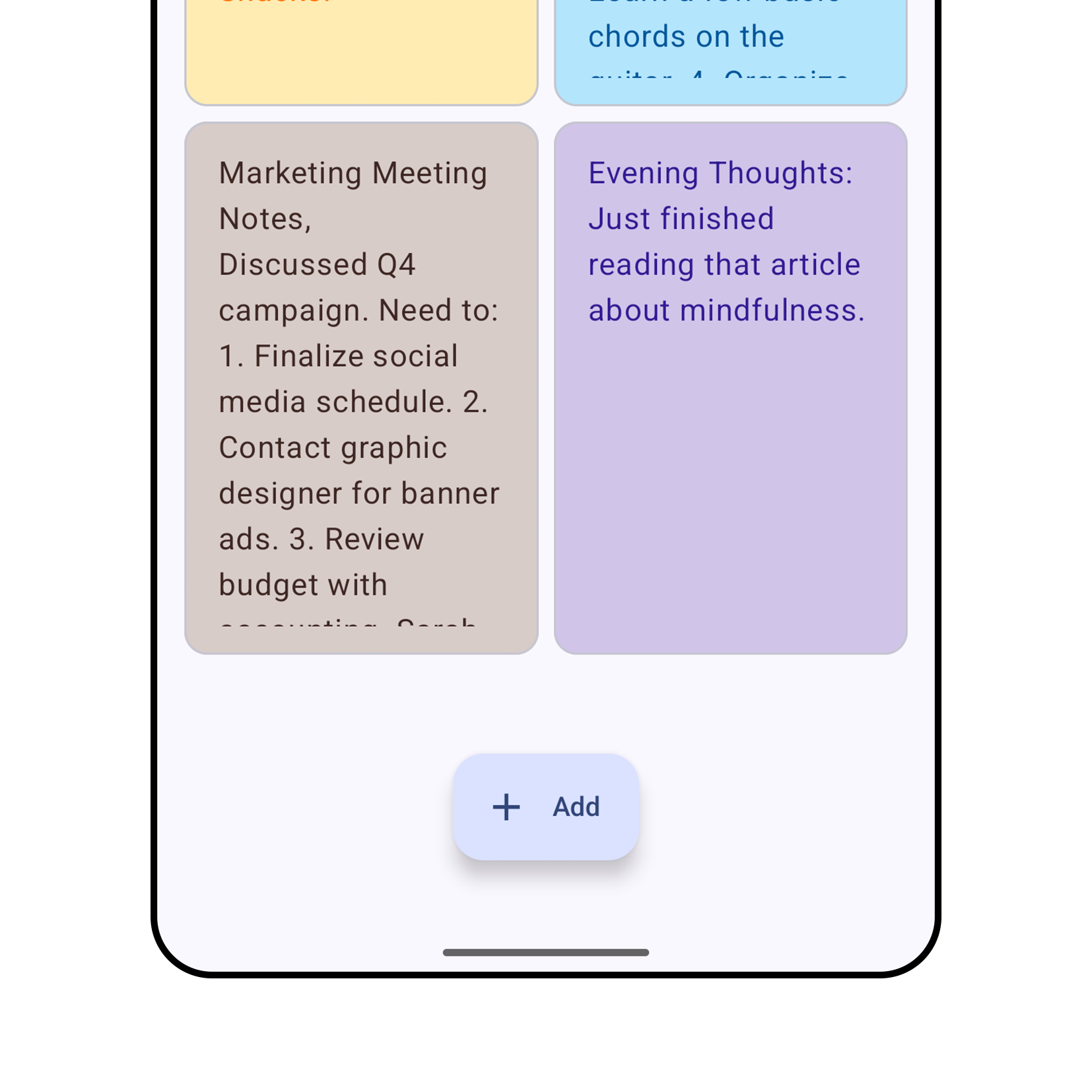 Write and save custom notes in Notes on Screen app